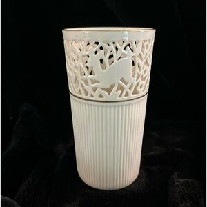 Lenox China Glenwood Tracery Pierced 1980 Vase w/Woodland Animals.